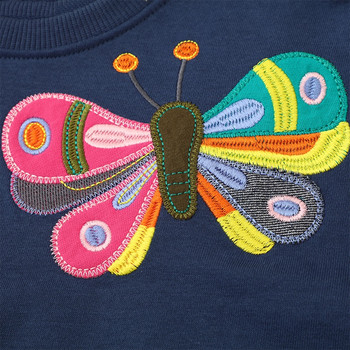 Суичъри за момичета Little maven 2023 Нови апликации с пеперуди от памук Бебешки дрехи за момичета с О-образно деколте Есенно детско облекло
