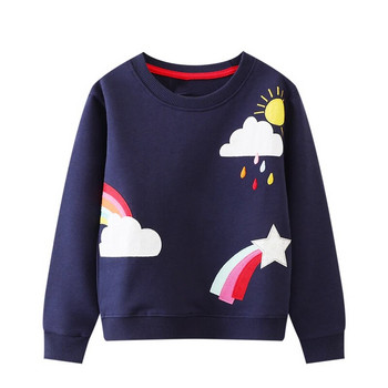 Little maven 2023 Детски дрехи Суитшърт за момичета Rainbow Clouds Детски дрехи Пролет Есен Горнища от памук