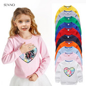 Hanorace cu paiete pentru fată, top din bumbac pentru copii, ocazional, tricou cu paiete transformat, iarnă, toamnă, haine pentru fetiță