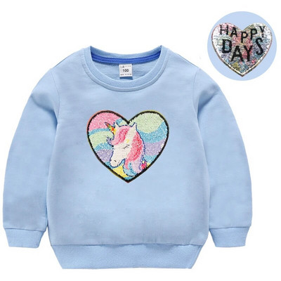 Hanorace cu paiete pentru fată, top din bumbac pentru copii, ocazional, tricou cu paiete transformat, iarnă, toamnă, haine pentru fetiță