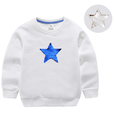 Hanorace cu paiete pentru fată, top din bumbac pentru copii, ocazional, tricou cu paiete transformat, iarnă, toamnă, haine pentru fetiță