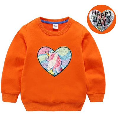 Hanorace cu paiete pentru fată, top din bumbac pentru copii, ocazional, tricou cu paiete transformat, iarnă, toamnă, haine pentru fetiță