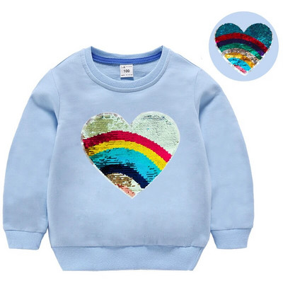 Hanorace cu paiete pentru fată, top din bumbac pentru copii, ocazional, tricou cu paiete transformat, iarnă, toamnă, haine pentru fetiță