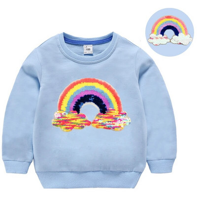 Hanorace cu paiete pentru fată, top din bumbac pentru copii, ocazional, tricou cu paiete transformat, iarnă, toamnă, haine pentru fetiță