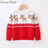 Humor Bear Zēnu un meiteņu apģērbs Jauns multfilmas Ziemassvētku elements Trikotāžas džemperis Vestidos Ikdienas apģērbs 3-7 g.