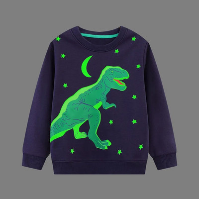 Little Maven 2023 Hanorac pentru băieți de Halloween Toamnă Dinozaur luminos Haine casual pentru copii Tricouri care strălucesc în întuneric Bumbac