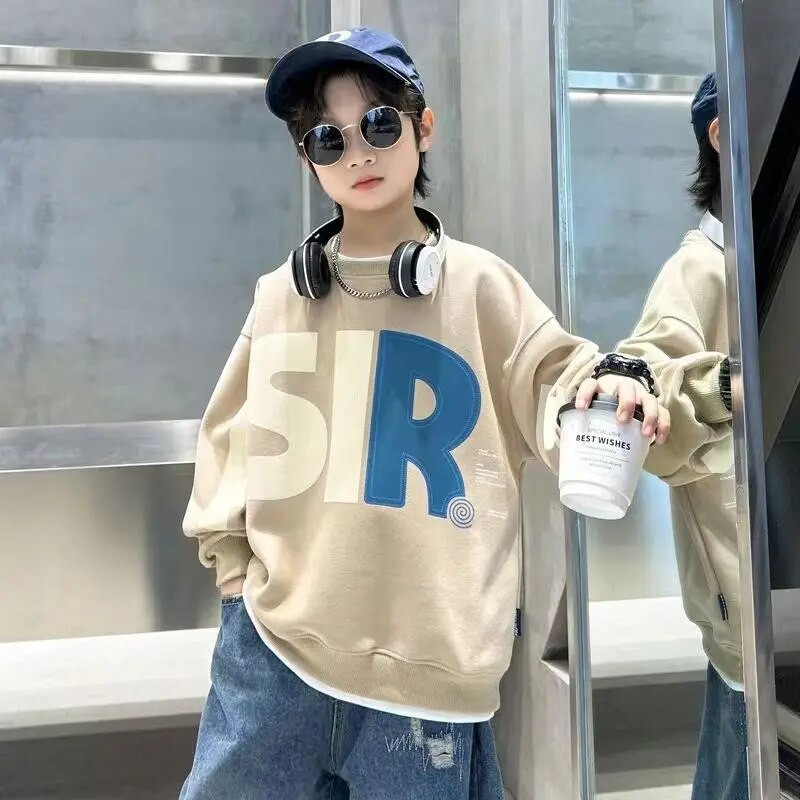 Pavasario rudens megztinis Gatvės apranga berniukui Korėjos mada Nauja 2023 m. spauda ilgomis rankovėmis Vaikiški drabužiai Kasdieniai drabužiai Tide Sportas