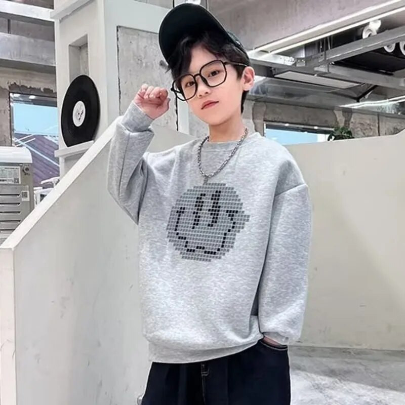 Παιδικό ανοιξιάτικο πουλόβερ κινουμένων σχεδίων με κουνέλι Νέα μοντέρνα και όμορφα ρούχα, μαύρο μπλουζάκι για μεγάλα αγόρια την άνοιξη και το φθινόπωρο