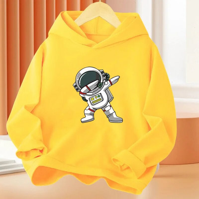 Hanorace pentru băieți de modă Dabbing Astronaut design amuzant imprimare bumbac, primăvară, toamnă, haină de bază, pulover hip hop