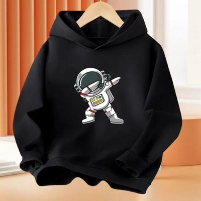 Hanorace pentru băieți de modă Dabbing Astronaut design amuzant imprimare bumbac, primăvară, toamnă, haină de bază, pulover hip hop