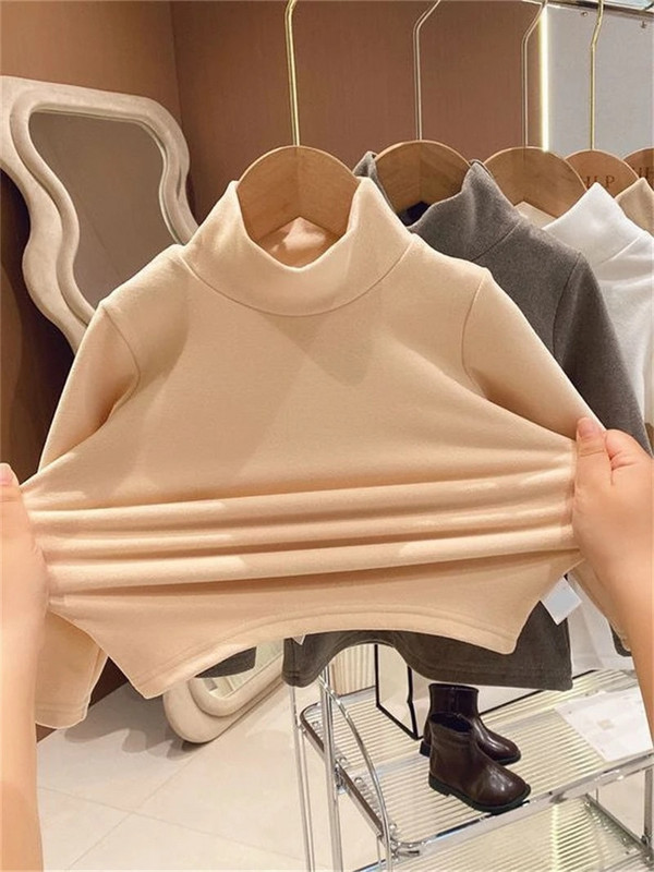 De Rong Παιδικό μπλουζάκι με μισό ψηλό γιακά, φθινοπωρινά ρούχα για κορίτσια Ευέλικτο κάτω μπλουζάκι