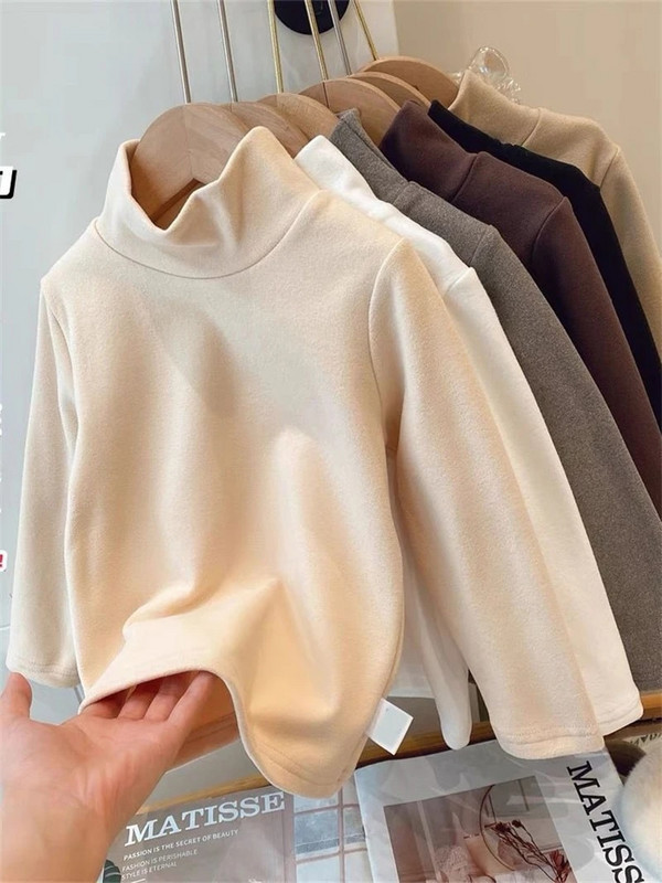 De Rong Παιδικό μπλουζάκι με μισό ψηλό γιακά, φθινοπωρινά ρούχα για κορίτσια Ευέλικτο κάτω μπλουζάκι