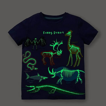 Little maven 2024 Дрехи за момчета Светещ динозавър Бебешки суичъри за момчета Памук Causal Noctilucous Детско облекло за деца