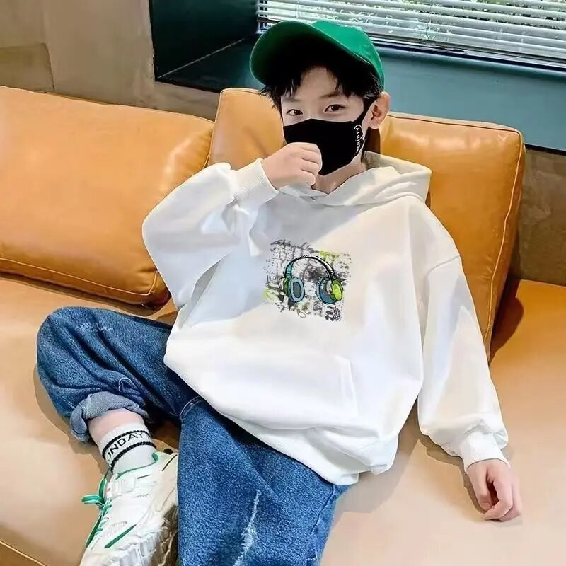 Populiarūs berniukų megztiniai pavasariui ir rudeniui Nauji vaikiški Top Nauji spaudiniai Rudens vidutinio dydžio vaikiški megztiniai megztiniai, gobtuvai