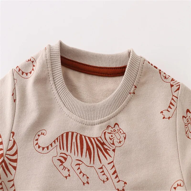 Hüppemeetrid Uus saabumine Sügis kevad Tigers Print Beebi dressipluusid Pika varrukaga Lasteriided Loomad Lapsed Spordisärgid