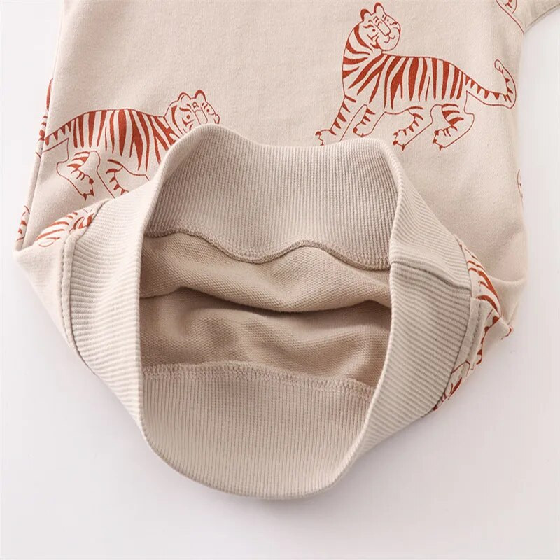 Hüppemeetrid Uus saabumine Sügis kevad Tigers Print Beebi dressipluusid Pika varrukaga Lasteriided Loomad Lapsed Spordisärgid