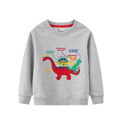 Jumping Meters 2-7T Toamnă Iarnă Hanorace pentru copii Dinozauri Imprimat cu dungi Drăguți Băieți Cămăși cu glugă Haine pentru copii Topuri