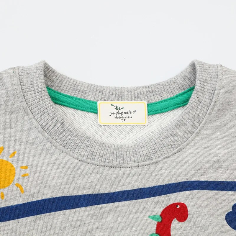 Jumping Meters 2-7T Φθινόπωρο Χειμώνας Παιδικά Φούτερ Δεινόσαυροι Εκτύπωση Ριγέ χαριτωμένα αγόρια πουκάμισα με κουκούλα Παιδικά ρούχα τοπ