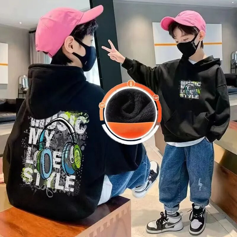 Poiste kapuutsiga kampsunid, populaarne beebiplüüsist soe topp vanematele lastele, hip-hop trend, mitmekülgne spordijaki trend