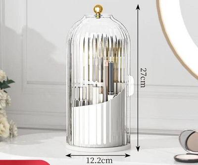 360° pöörlev kaanega meigipintslihoidja Luksuslik kosmeetikavahend huulepulga-kulmupliiatsihoidja lauvärvide hoiukarp