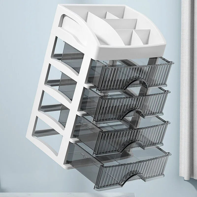 Sahtli meigikorraldaja Plastikust meigihoidik Huulepulgahoidja Suure mahutavusega hoiukarp Multifunktsionaalsed korralduskarbid