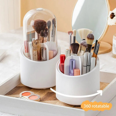 Cutie de depozitare perie de machiaj rotativă la 360° Organizator portabil pentru produse cosmetice de birou Ruj pentru sprâncene Creion pentru umbra de ochi Suport perie