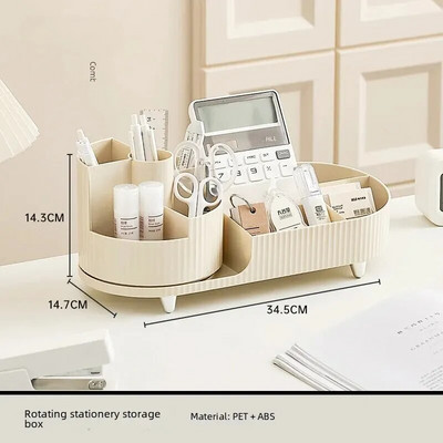 Rotirajuća kutija za pohranu šminke velikog kapaciteta, stolna četkica za šminku, držač olovke, držač olovke za obrve, plastični organizator luksuznog stila