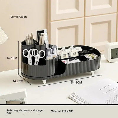 Rotirajuća kutija za pohranu šminke velikog kapaciteta, stolna četkica za šminku, držač olovke, držač olovke za obrve, plastični organizator luksuznog stila
