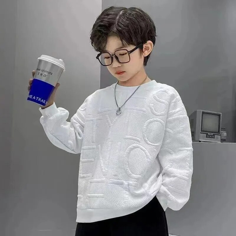 Chlapčenské mikiny, jarné a jesenné, detské, bavlnené, s potlačou písmen, pulóver, pre tínedžerov, tričko s dlhým rukávom, oblečenie pre 8, 10, 12, 13 a 14 rokov.