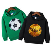 Hanorac pentru fotbal pentru copii, pulover cu paiete schimbător, primăvară, toamnă, 2023, băieți, fete, mâneci lungi, hanorace, haină pentru copii