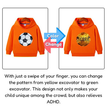 Детска футболна качулка Сменяем пуловер с пайети 2023 Пролет Есен Бебешки момчета Момичета Суичъри с дълги ръкави Детско палто