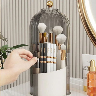Organizator de machiaj rotativ 360° Suport pentru cosmetice transparent pentru perie de machiaj Organizator cosmetic de lux pentru depozitare umbre de ochi Cutie de vanitate