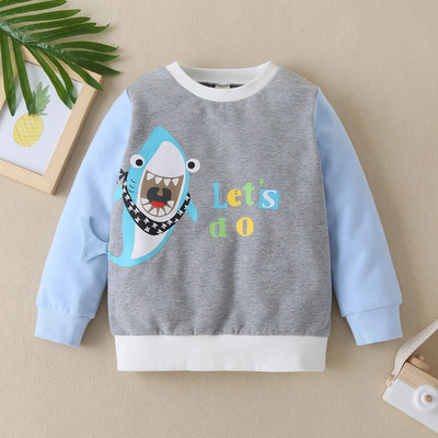 2023 Toamnă Iarnă Pulover Copii Mâneci Lungi Rechin Print Top Desene Animat Casual Bumbac Îmbrăcăminte de Toamnă Copii 3 4 5 6 Ani
