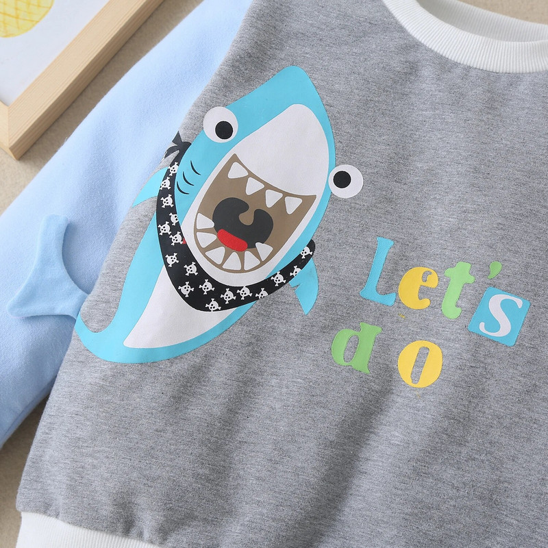 2023. aasta sügistalvine kampsun Laste pikkade varrukatega Shark Print Top Multikas vabaaja puuvillane laste sügisriided 3 4 5 6 aastat