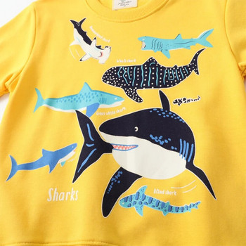 TUONXYE Суичъри с дълъг ръкав за момчета Карикатура Светеща акула Динозавър Плетене Дишащи меки памучни детски горни дрехи