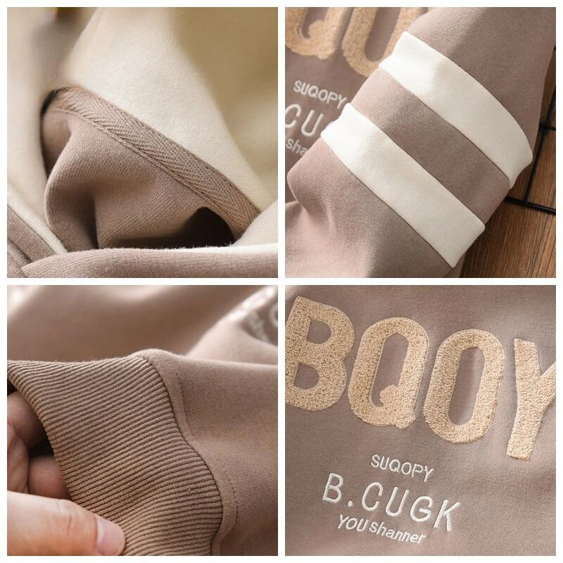 Boy Hoody 2023. aasta kevad ja sügis, uued keskmised ja suured laste moesad lasterõivad pikkade varrukatega pullover, spordi kapuutsiga topid