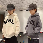 Poiste topeltnööbiga sametpadjaga paksendatud kampsun 2022 talvine laste ühekihiline villavoodriga kapuutsiga lastemantel