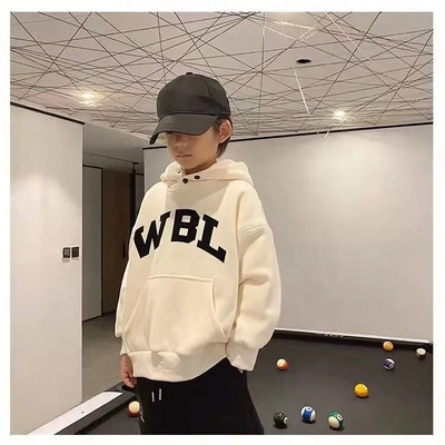 Poiste topeltnööbiga sametpadjaga paksendatud kampsun 2022 talvine laste ühekihiline villavoodriga kapuutsiga lastemantel