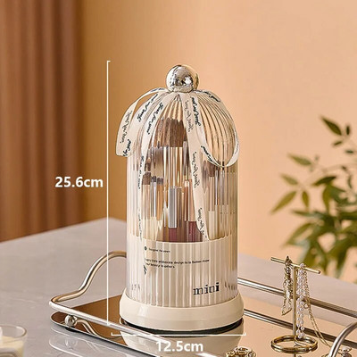 360° pöörlev kaanega meigipintslite hoidja Luksuslik kosmeetikavahend huulepulga-kulmupliiatsihoidja lauvärvide hoiukarp