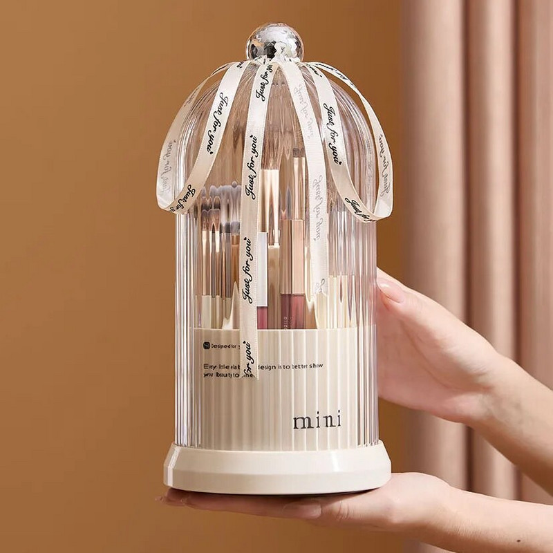 360° pöörlev kaanega meigipintslite hoidja Luksuslik kosmeetikavahend huulepulga-kulmupliiatsihoidja lauvärvide hoiukarp