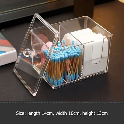 Akrüülist puuvillast tampooni hoidikukarp Kaasaskantav läbipaistev meigiravim, vatipadjake, kosmeetikakonteiner, ehete organiseerimiskarp