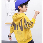 2023 m. pavasaris ir ruduo Naujas berniukų gobtuvas su gobtuvu, vaikiškas laisvas mados spausdintas abėcėlės sportinis berniukų 3–12 metų marškinėliai ilgomis rankovėmis