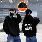 Poiste kapuutsiga kampsun läänelik kevad- ja sügisriided Laste plüüsist praetud tänavapealsed keskmised kuni suured lasteriided