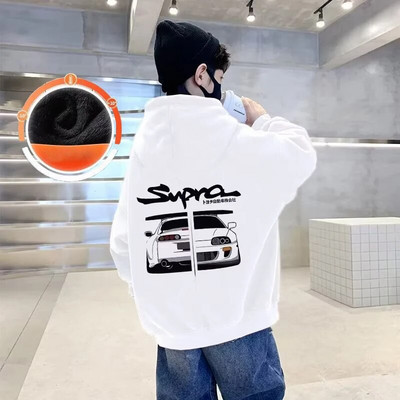 Poiste kapuutsiga kampsun läänelik kevad- ja sügisriided Laste plüüsist praetud tänavapealsed keskmised kuni suured lasteriided