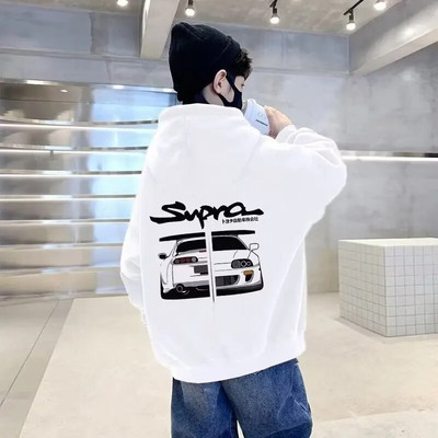 Poiste kapuutsiga kampsun läänelik kevad- ja sügisriided Laste plüüsist praetud tänavapealsed keskmised kuni suured lasteriided