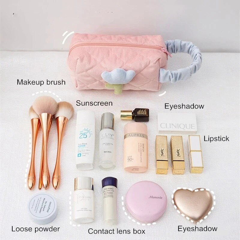 Putna kozmetička torbica velikog kapaciteta Ženska torbica s cvijećem tulipana Toaletne torbice od samta s patentnim zatvaračem Prijenosna kutija za šminku