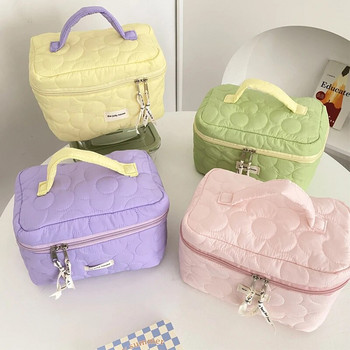 мека памучна дамска козметична чанта с голям капацитет, козметична чанта с цветя за матрак, чанта с цип, голяма козметична чанта за момиче,