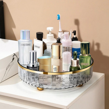Rotating Cosmetic Organizer Light Luxury Perfume Skincare Organizer Διαφανής δίσκος αποθήκευσης μακιγιάζ για κοσμήματα Aromatherapy