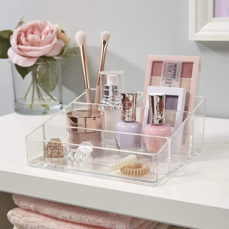 Clear Plastic Makeup Organizer Cosmetic Storage Box Μακιγιάζ Θήκη πινέλου γραφικής ύλης Θήκη για στυλό Αποθήκευση κραγιόν Βάση οθόνης