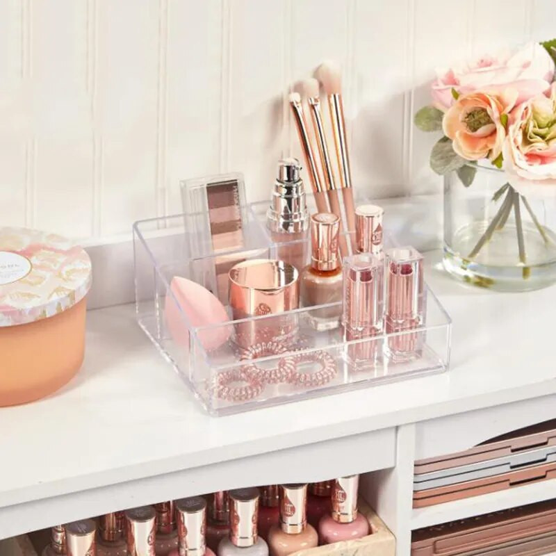Clear Plastic Makeup Organizer Cosmetic Storage Box Μακιγιάζ Θήκη πινέλου γραφικής ύλης Θήκη για στυλό Αποθήκευση κραγιόν Βάση οθόνης
